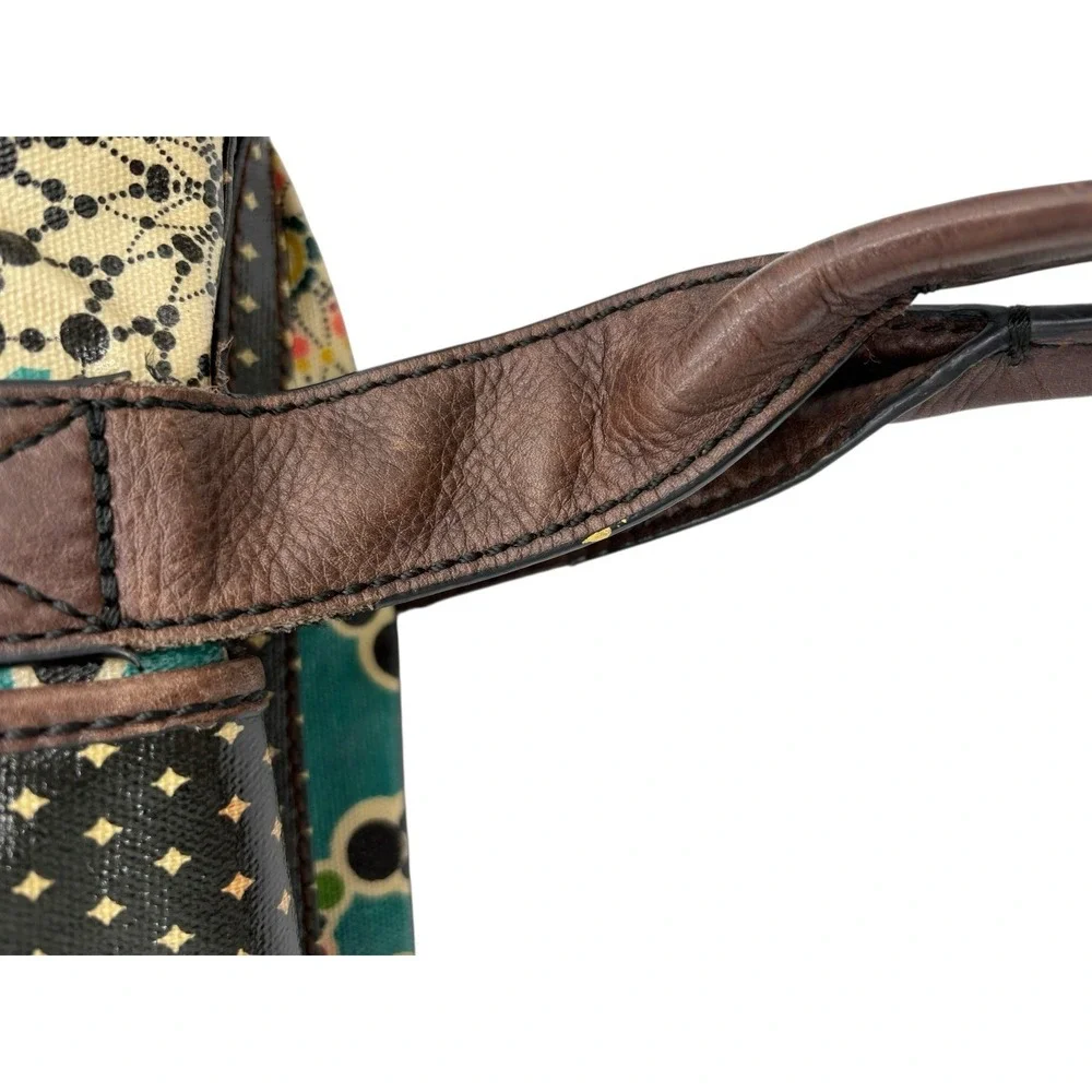 Fossil‎ KEY-PER Key Per Kaleidoscope Coated Canvas Shoulder Tote Purse Teal